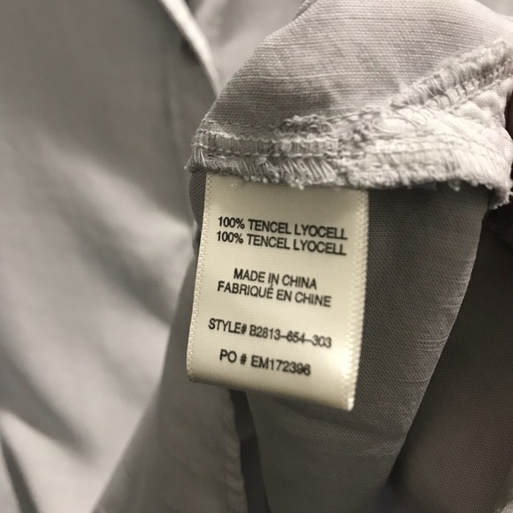 BELLA DAHL Button Collar XL Shirt White Grey Tencel Lyocell Bell Sleeve Cuffs - Picture 3 of 8